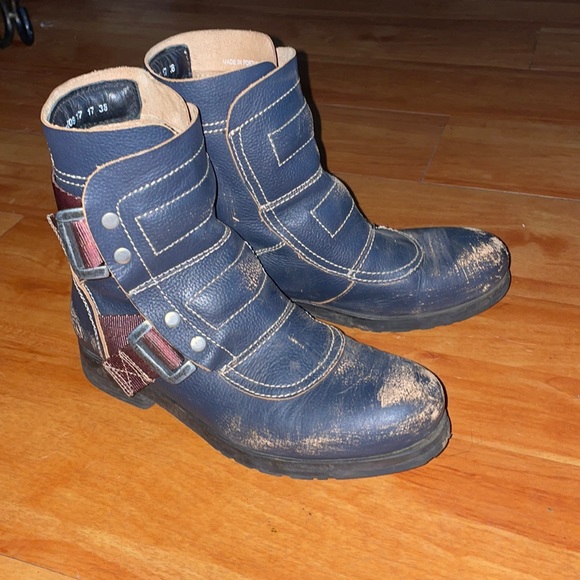 Fly London Leather Motorcycle Boots 38 